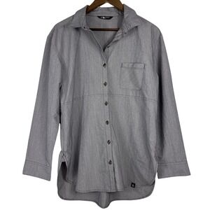 The North Face Button Up‎ Shirt Womens Large Gray 3/4 Sleeves Flowy Breathable